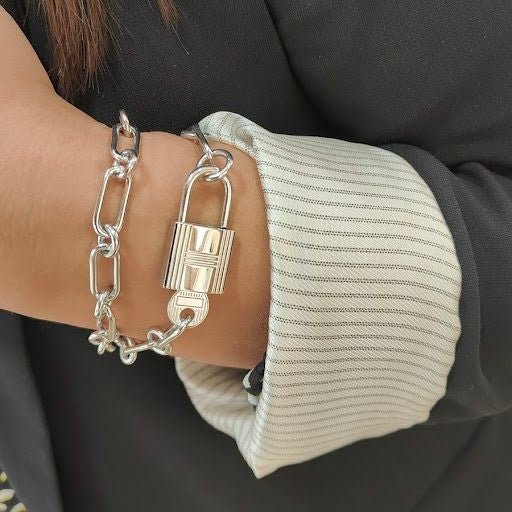 Bracelet Maille HERMÈS "AlphaKelly" en argent - Castafiore