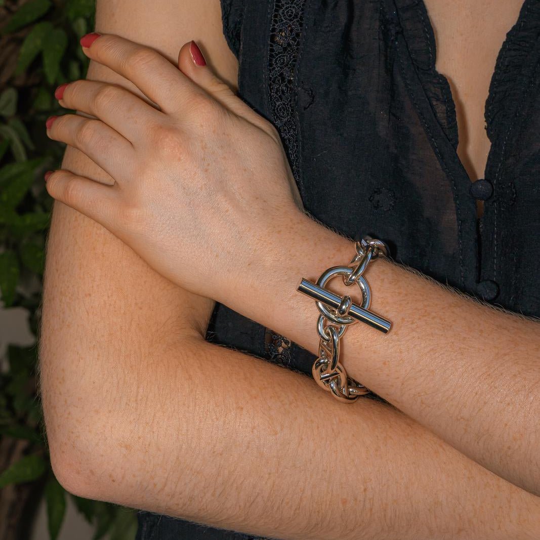 Bracelet Maille HERMÈS "Chaîne d'ancre" en argent - Castafiore
