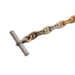 Bracelet Maille HERMÈS "Chaîne d'ancre" en or blanc, or jaune, or rose et diamants - Castafiore