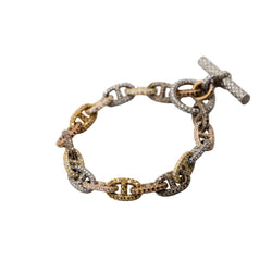Bracelet Maille HERMÈS "Chaîne d'ancre" en or blanc, or jaune, or rose et diamants - Castafiore