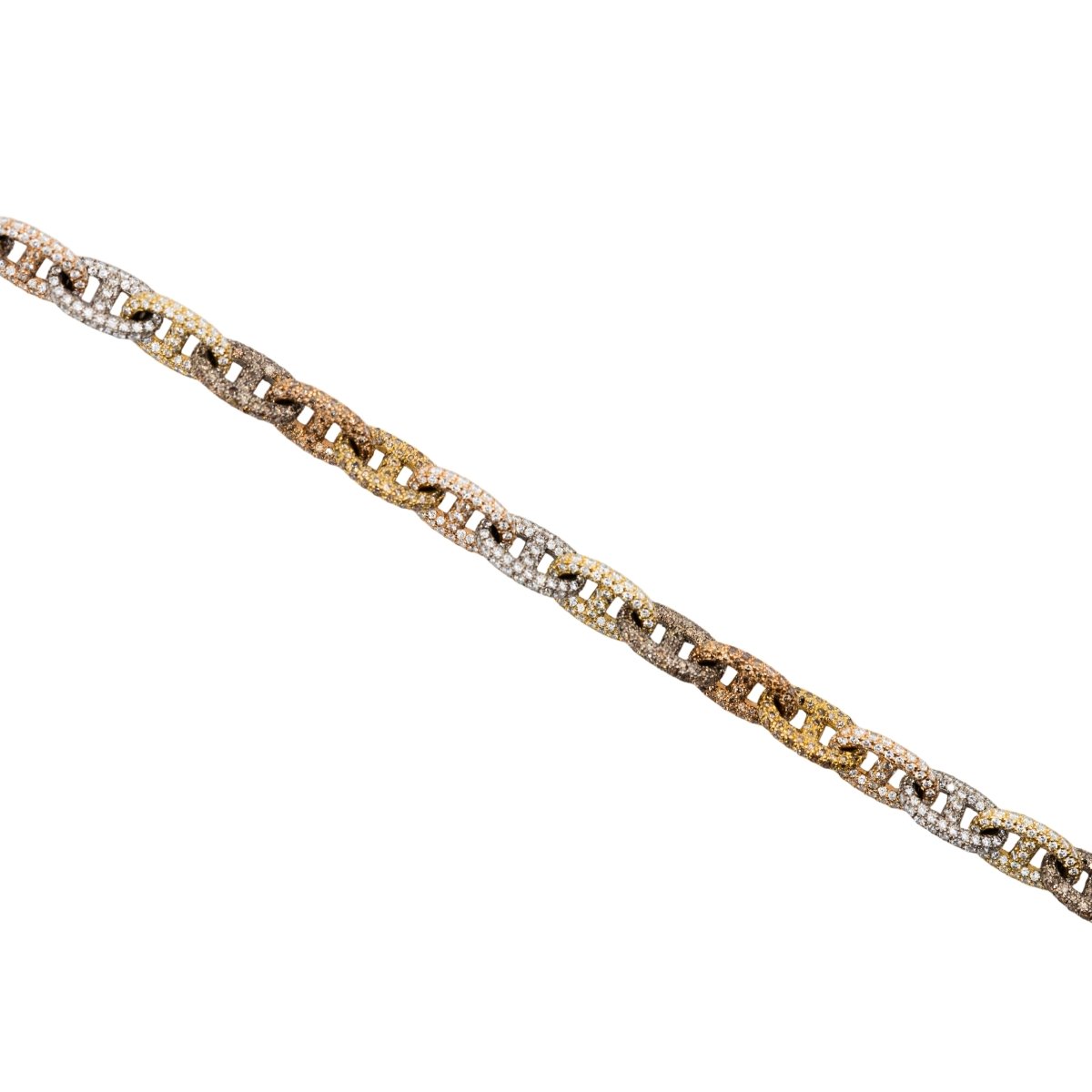 Bracelet Maille HERMÈS "Chaîne d'ancre" en or blanc, or jaune, or rose et diamants - Castafiore