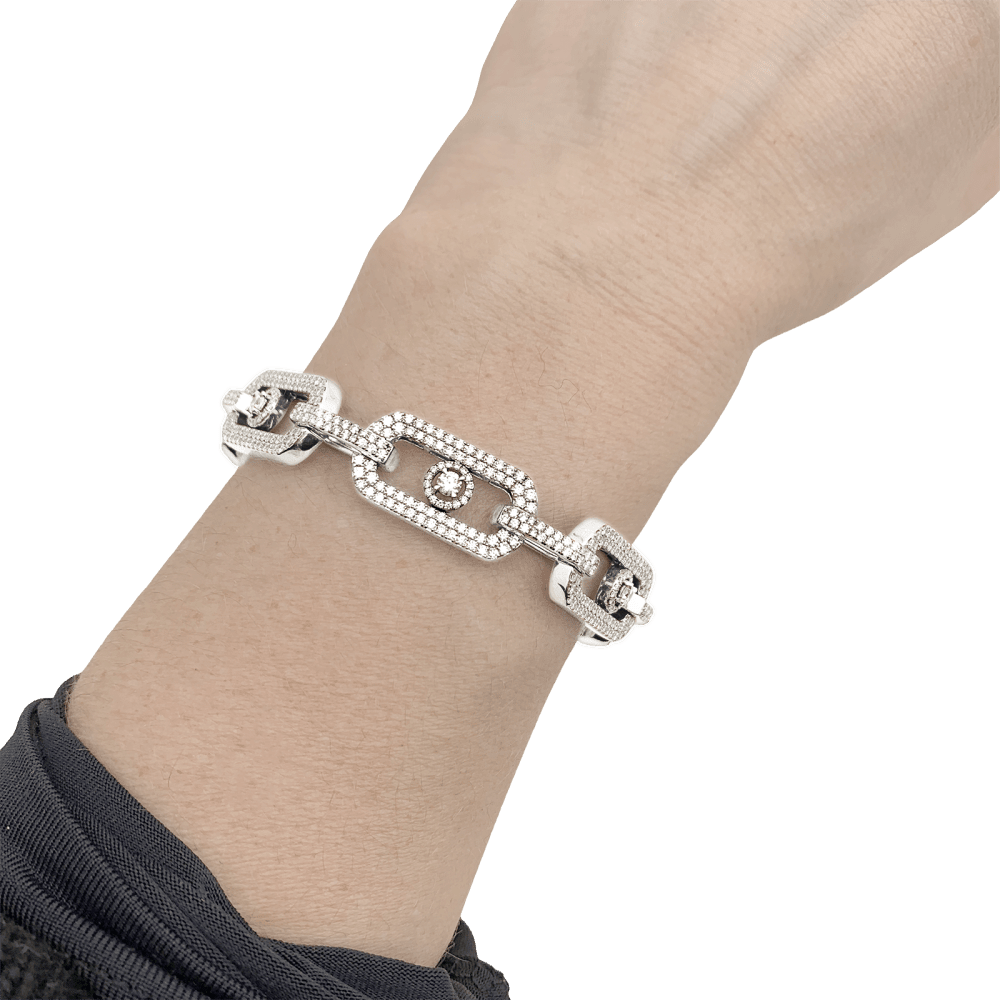 Bracelet Maille MESSIKA "Pavé So Move" en or blanc et diamants - Castafiore