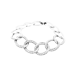 Bracelet Maille POMELLATO "Brera" en or blanc et diamants - Castafiore