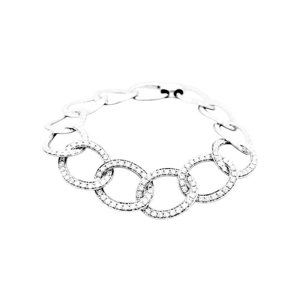 Bracelet Maille POMELLATO "Brera" en or blanc et diamants - Castafiore