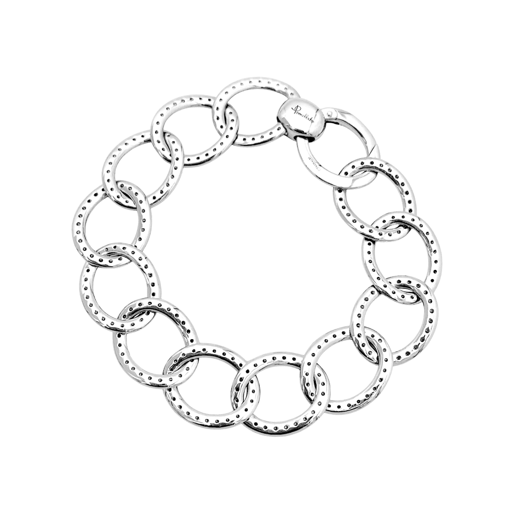 Bracelet Maille POMELLATO "Brera" en or blanc et diamants - Castafiore