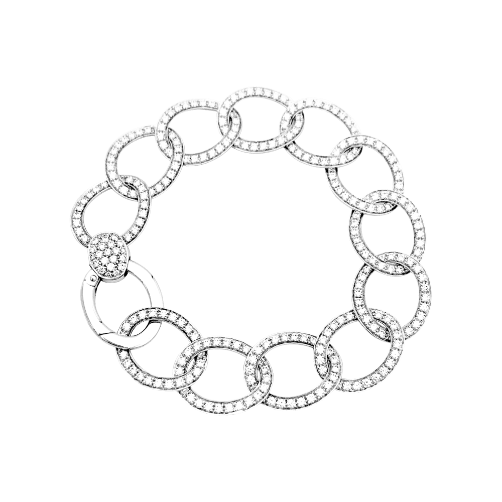 Bracelet Maille POMELLATO "Brera" en or blanc et diamants - Castafiore