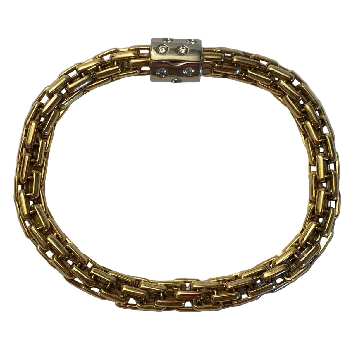 Bracelet Maille POMELLATO en or blanc, or jaune et diamants - Castafiore