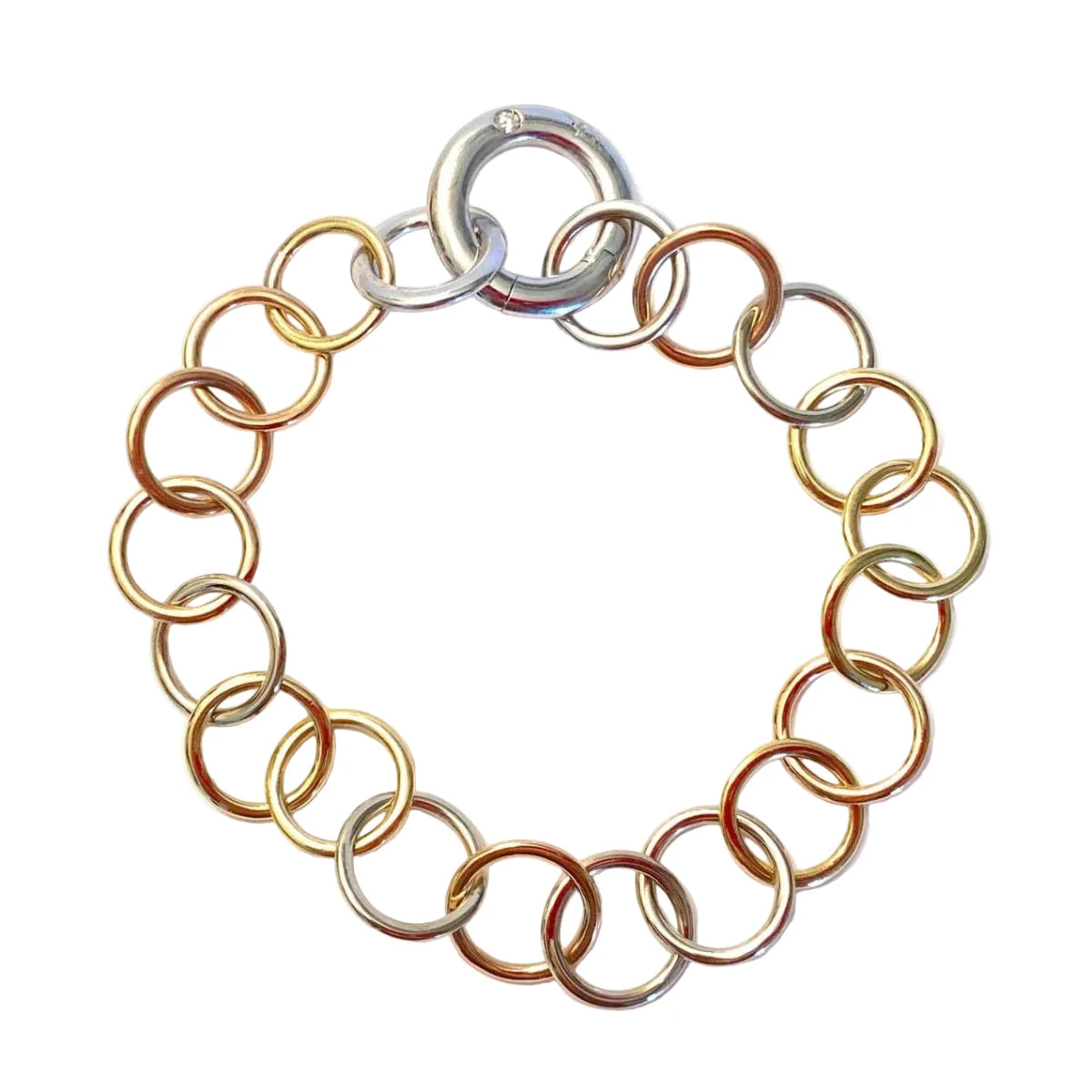 Bracelet Maille POMELLATO "Lucciole" en or blanc, or jaune, or rose et diamant - Castafiore