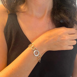 Bracelet Maille POMELLATO "Lucciole" en or blanc, or jaune, or rose et diamant - Castafiore