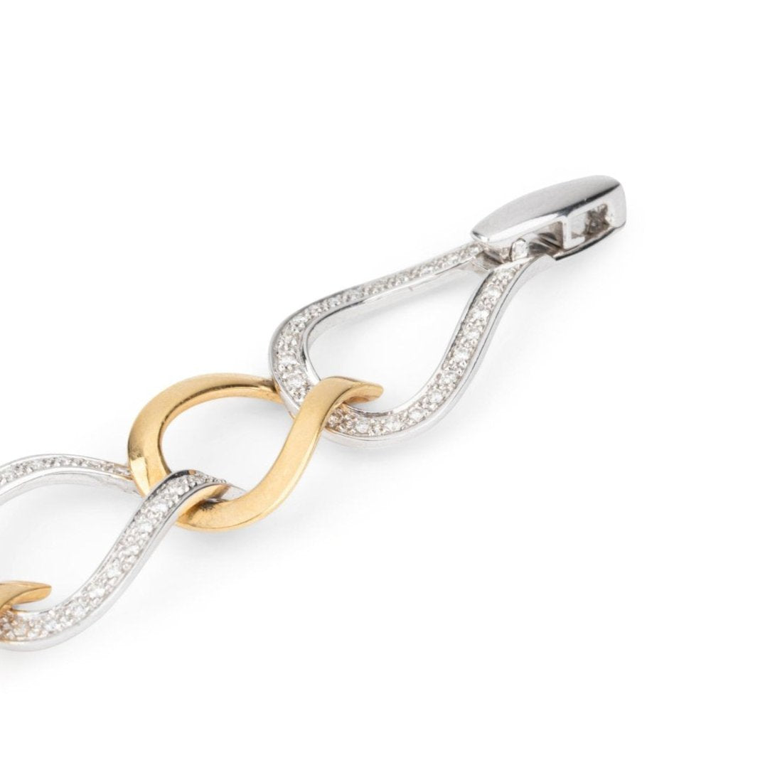 Bracelet maillons en or jaune, or blanc et diamants - Castafiore