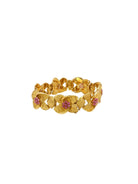 Bracelet Maillons Fleurs en or jaune amati et rubis - Castafiore