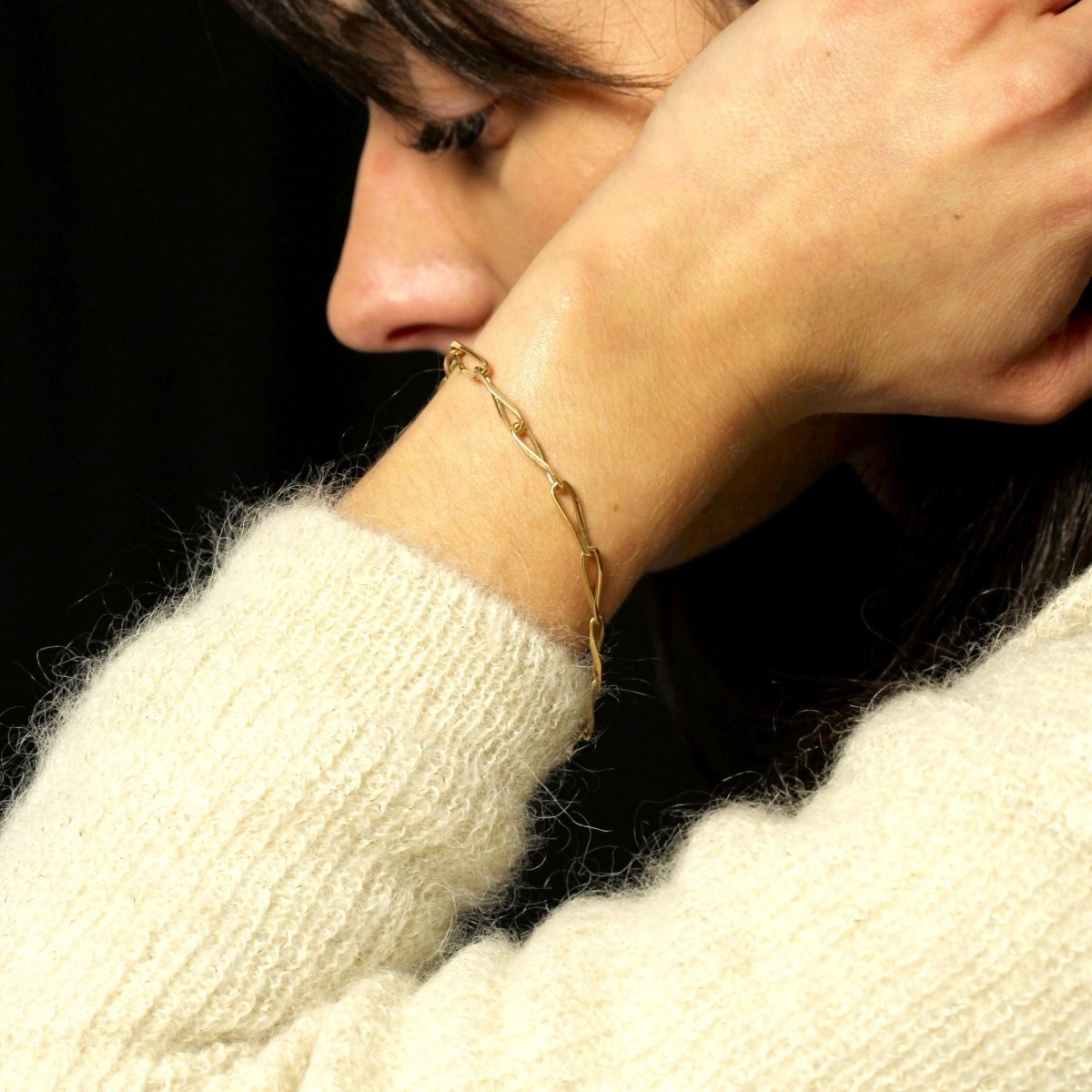 Bracelet maillons rectangulaires en or jaune - Castafiore