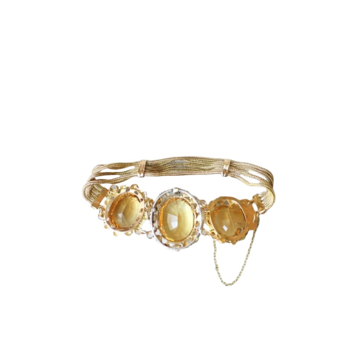 Bracelet manchette Charles X or et citrine - Castafiore