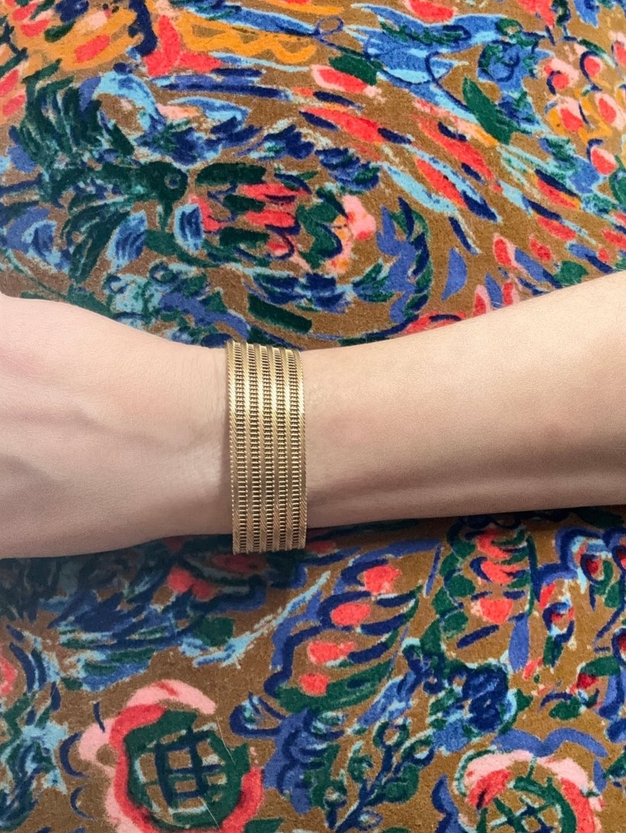 Bracelet manchette en or jaune - Castafiore