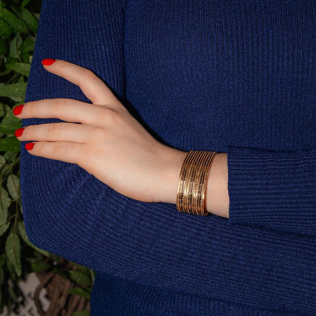 Bracelet Manchette en or jaune - Castafiore