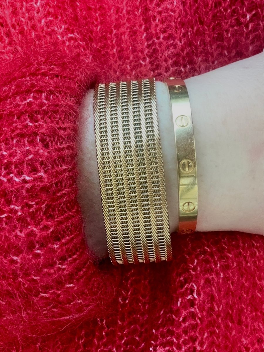 Bracelet manchette en or jaune - Castafiore