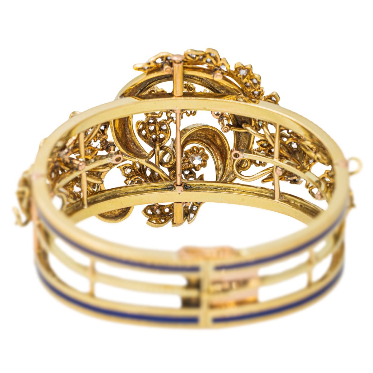 Bracelet Manchette en or jaune, émail et diamant - Castafiore