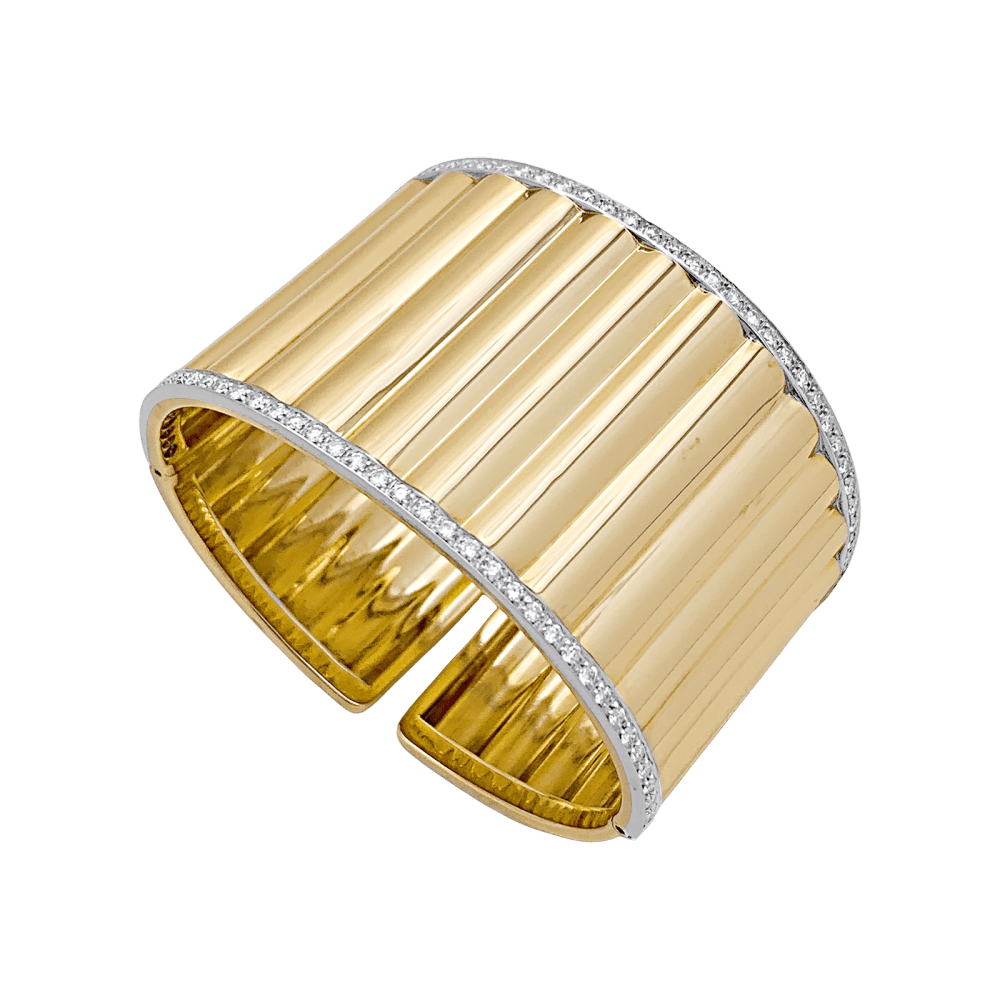 Bracelet manchette en or jaune et diamants - Castafiore