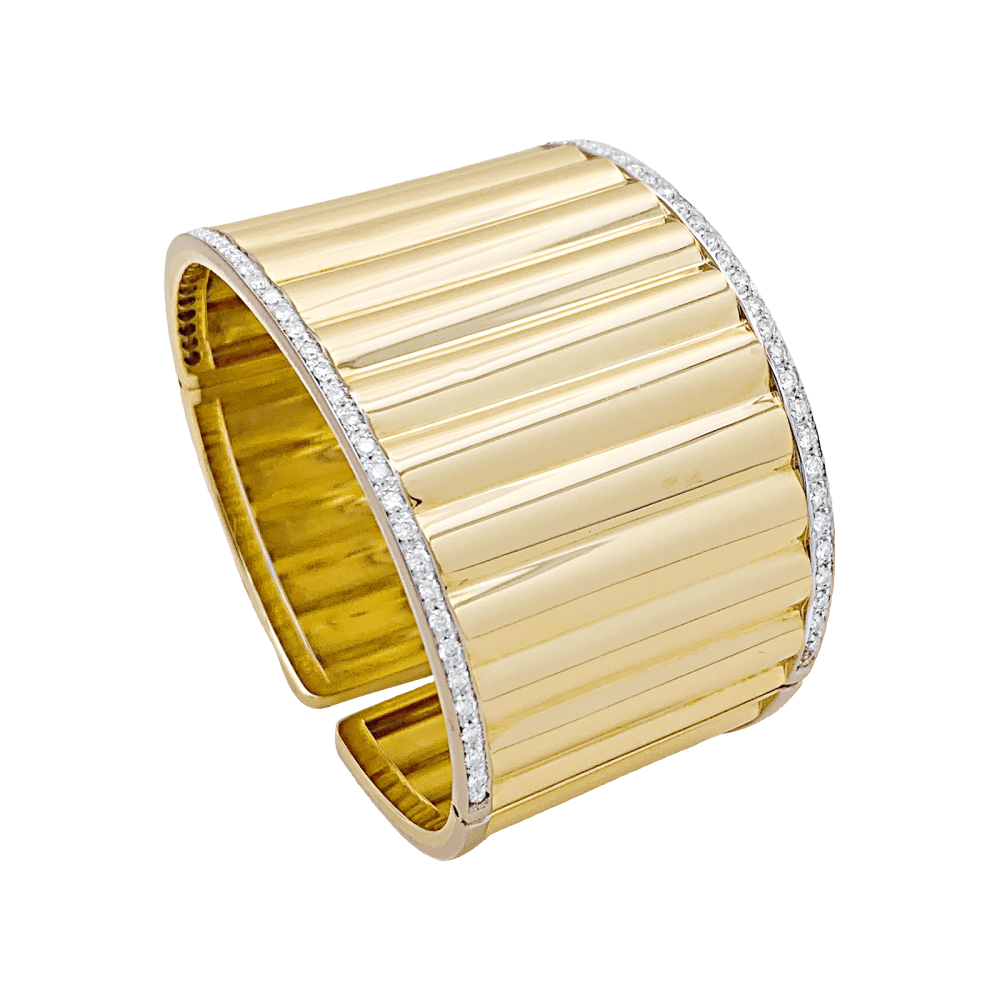 Bracelet manchette en or jaune et diamants - Castafiore