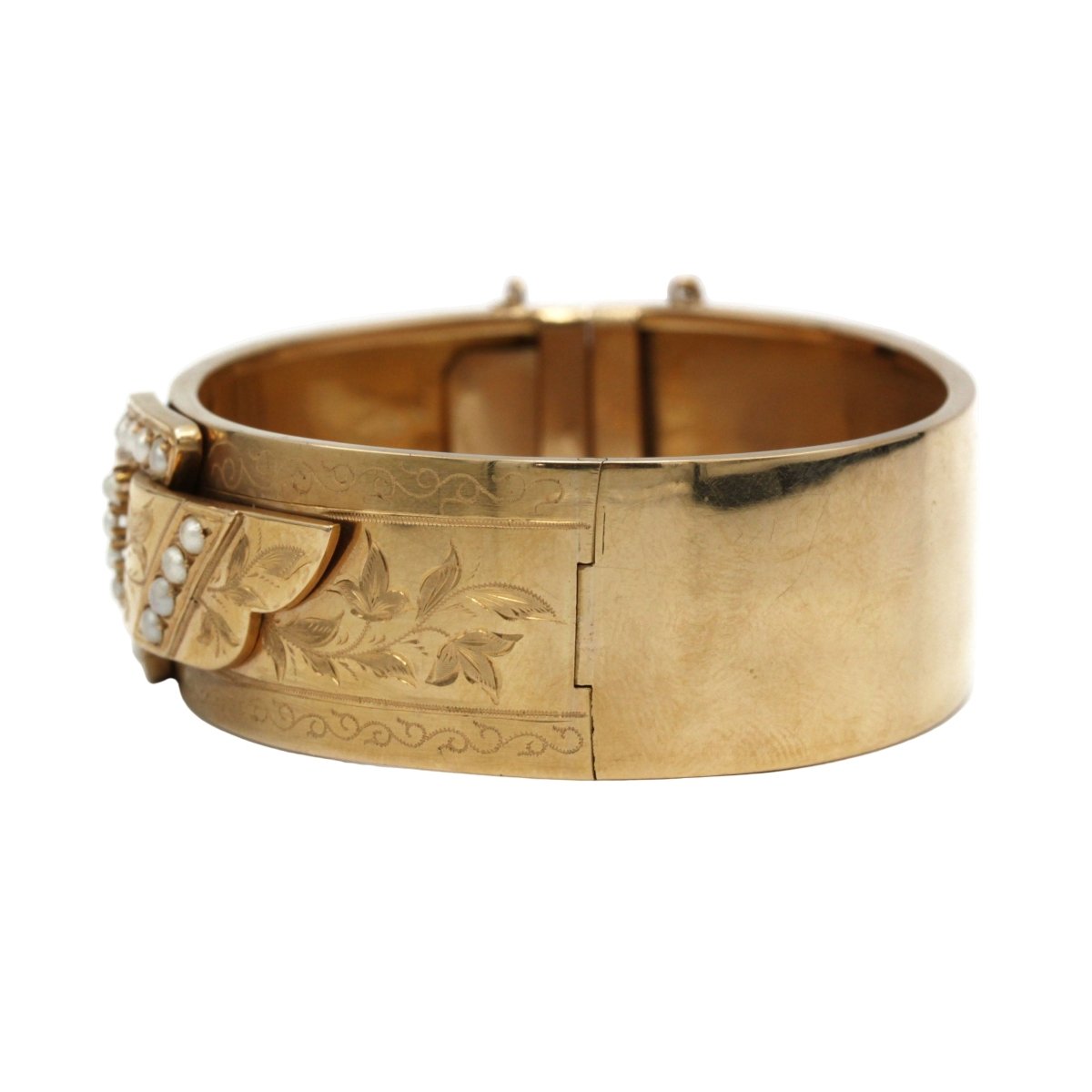 Bracelet Manchette en or jaune et perles - Castafiore