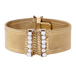 Bracelet Manchette en or jaune et perles - Castafiore