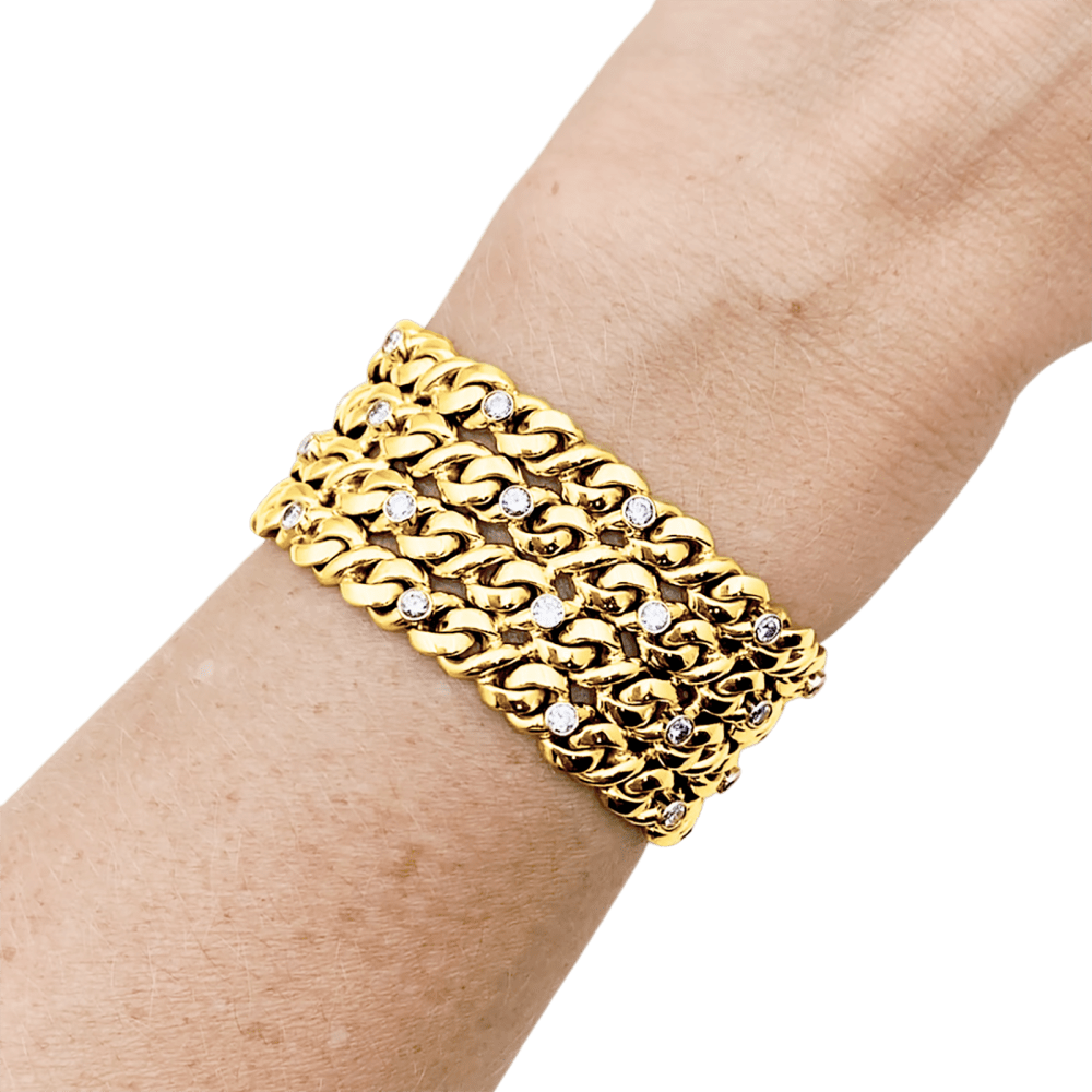Bracelet Manchette en or jaune, platine et diamants - Castafiore