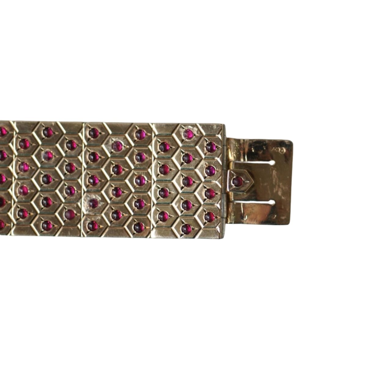 Bracelet Manchette en or rose, argent et rubis - Castafiore