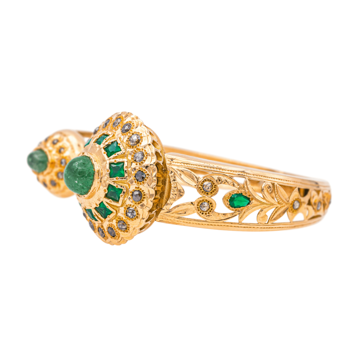 Bracelet Manchette en or rose, émail, émeraudes et diamants - Castafiore