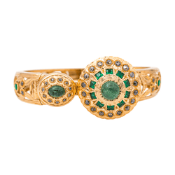 Bracelet Manchette en or rose, émail, émeraudes et diamants - Castafiore