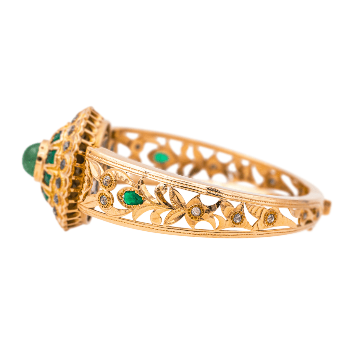 Bracelet Manchette en or rose, émail, émeraudes et diamants - Castafiore