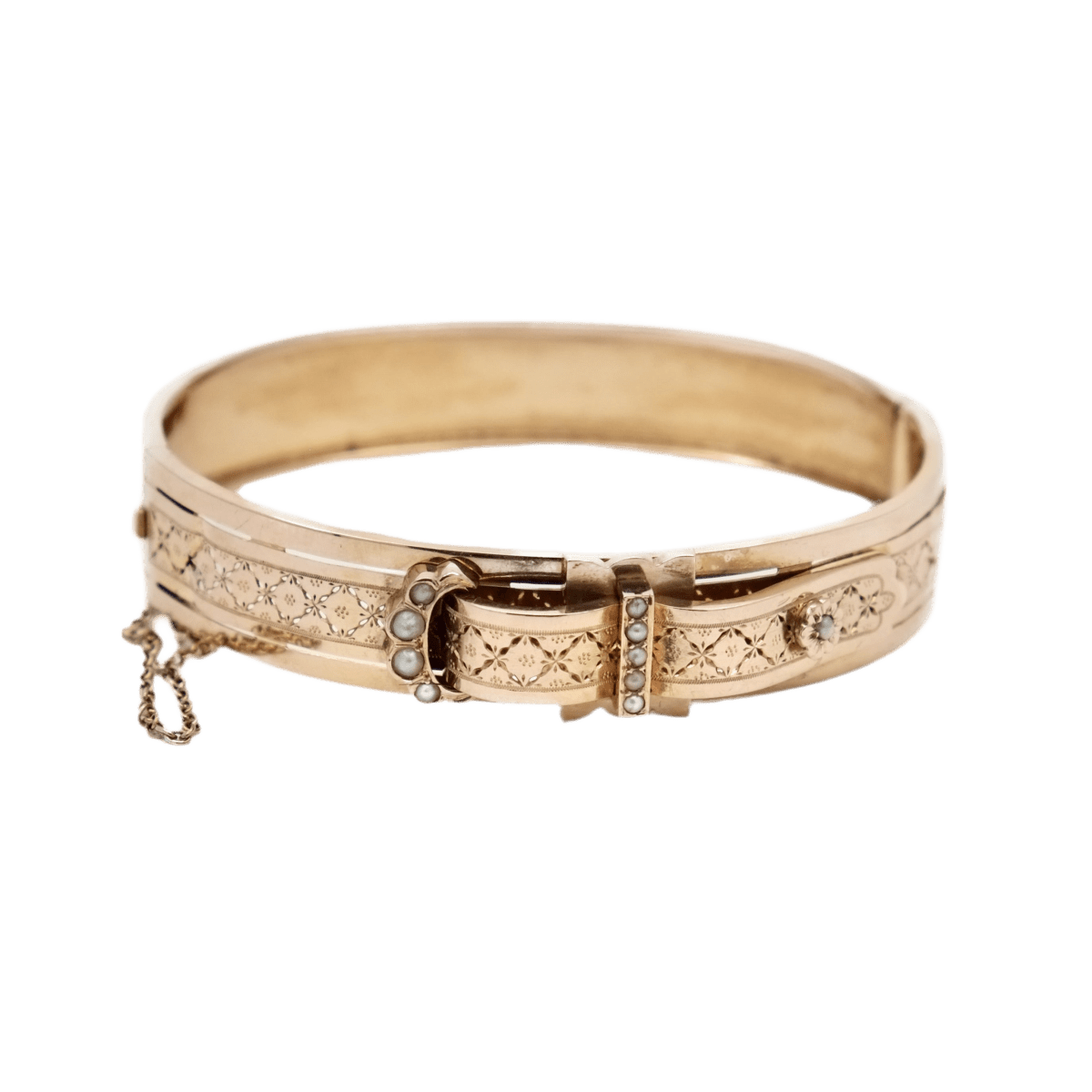 Bracelet Manchette en or rose et perles - Castafiore