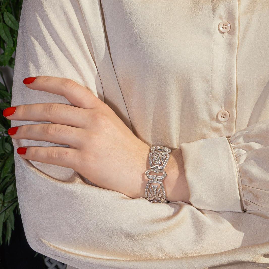 Bracelet Manchette en platine et diamants - Castafiore
