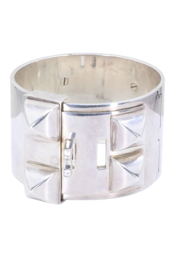 Bracelet manchette Hermès argent collier de chien - Castafiore