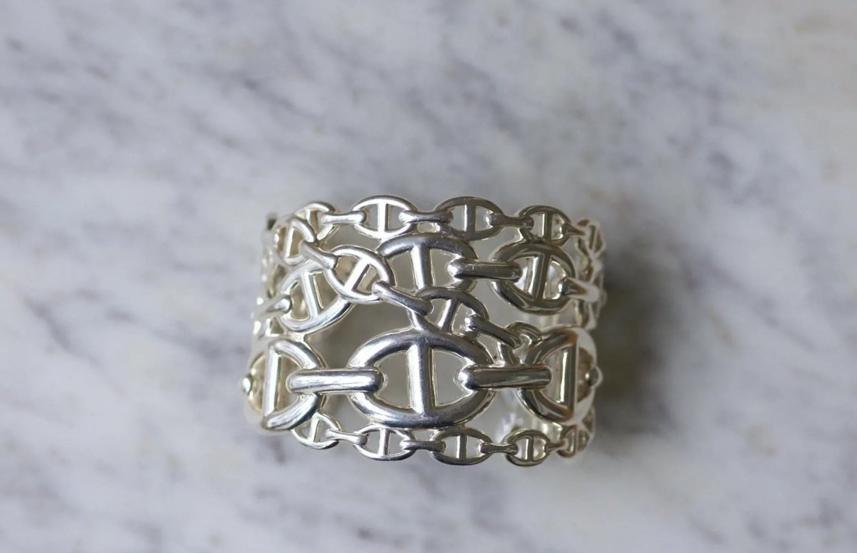 Bracelet Manchette Hermès Chaîne d'Ancre Enchaînée Argent - Castafiore
