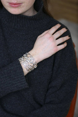 Bracelet Manchette Hermès Chaîne d'Ancre Enchaînée Argent - Castafiore