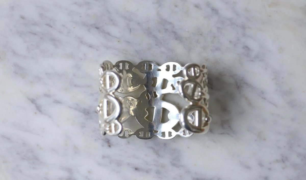 Bracelet Manchette Hermès Chaîne d'Ancre Enchaînée Argent - Castafiore