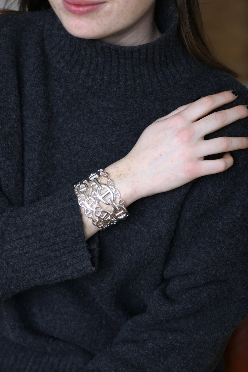 Bracelet Manchette Hermès Chaîne d'Ancre Enchaînée Argent - Castafiore
