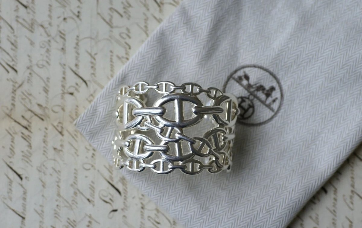 Bracelet Manchette Hermès Chaîne d'Ancre Enchaînée Argent - Castafiore