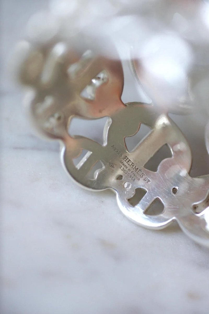 Bracelet Manchette Hermès Chaîne d'Ancre Enchaînée Argent - Castafiore
