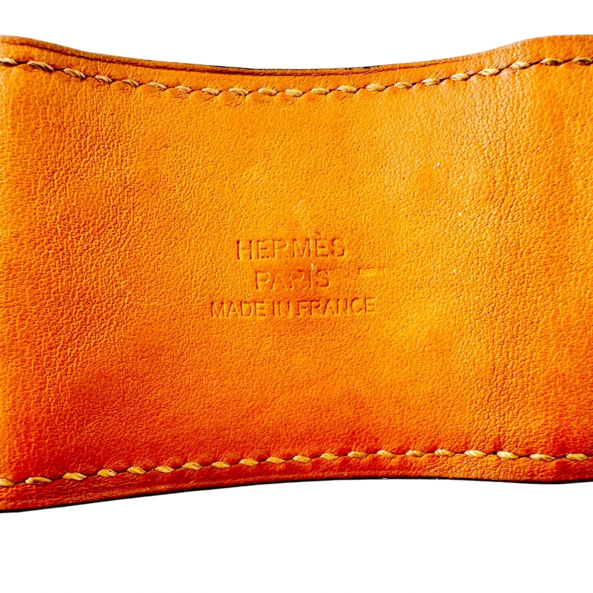 Bracelet Manchette HERMÈS "Collier de chien" en cuir et acier - Castafiore