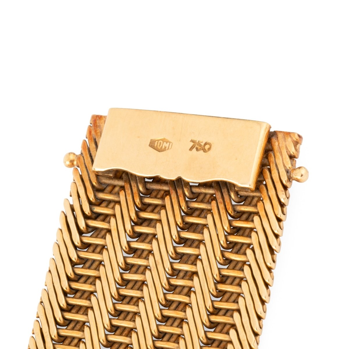Bracelet Manchette maille épi en or jaune - Castafiore