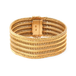 Bracelet Manchette maille épi en or jaune - Castafiore