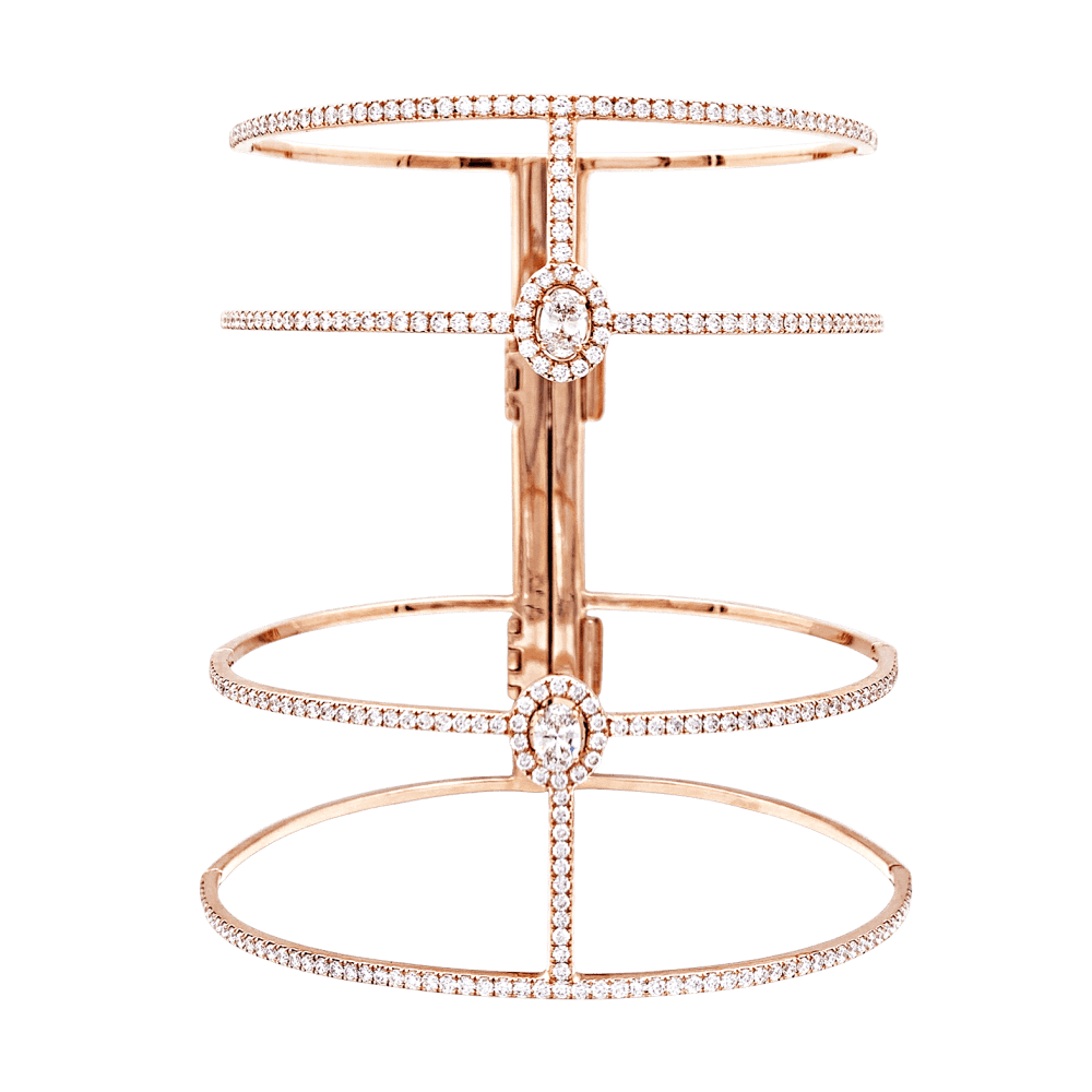 Bracelet Messika, "Glam'Azone", rose gold, diamonds.