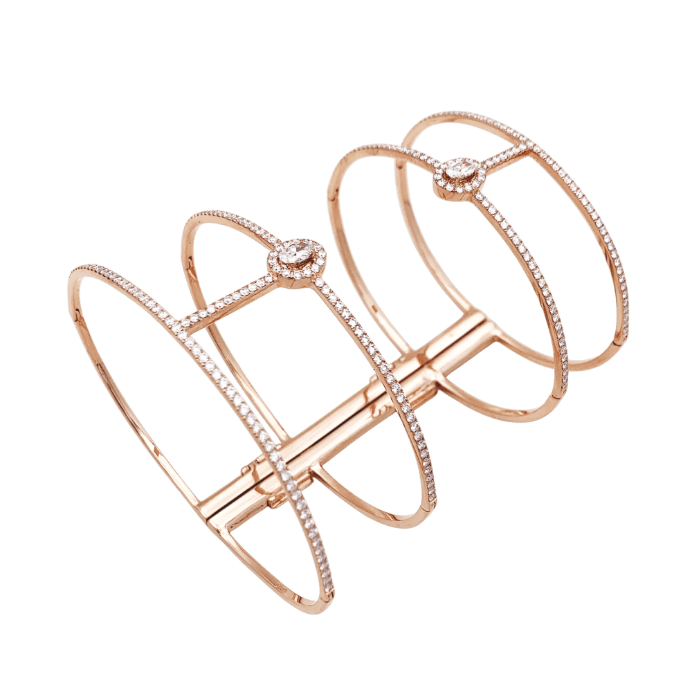 Bracelet Messika, "Glam'Azone", rose gold, diamonds.