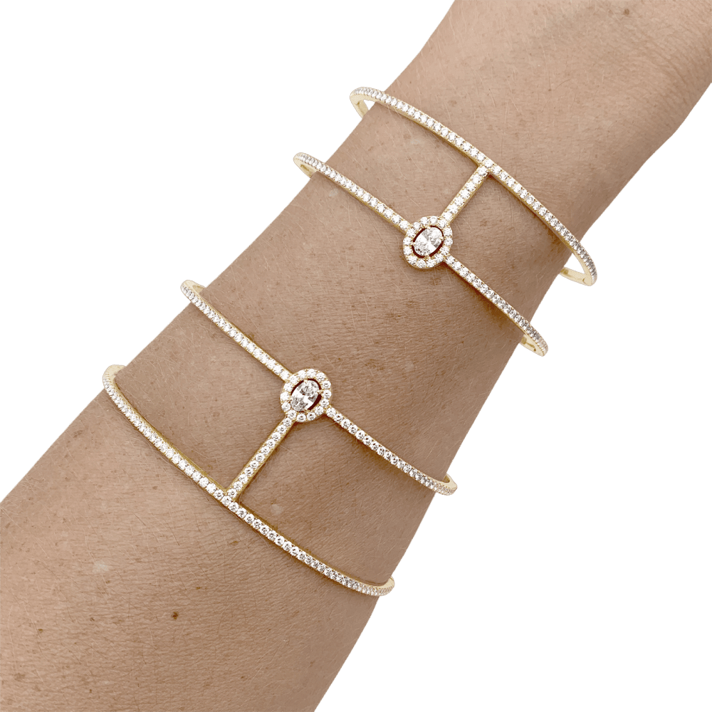 Bracelet Messika, "Glam'Azone", rose gold, diamonds.