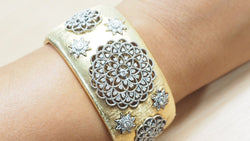 Bracelet manchette or bicolore et diamants - Castafiore