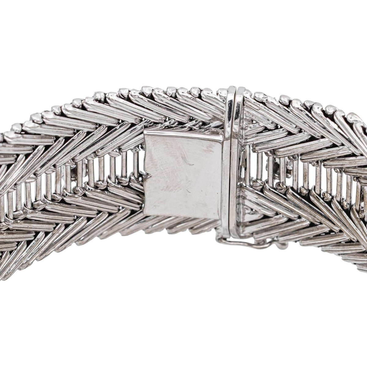 Bracelet Manchette Or blanc Diamant - Castafiore