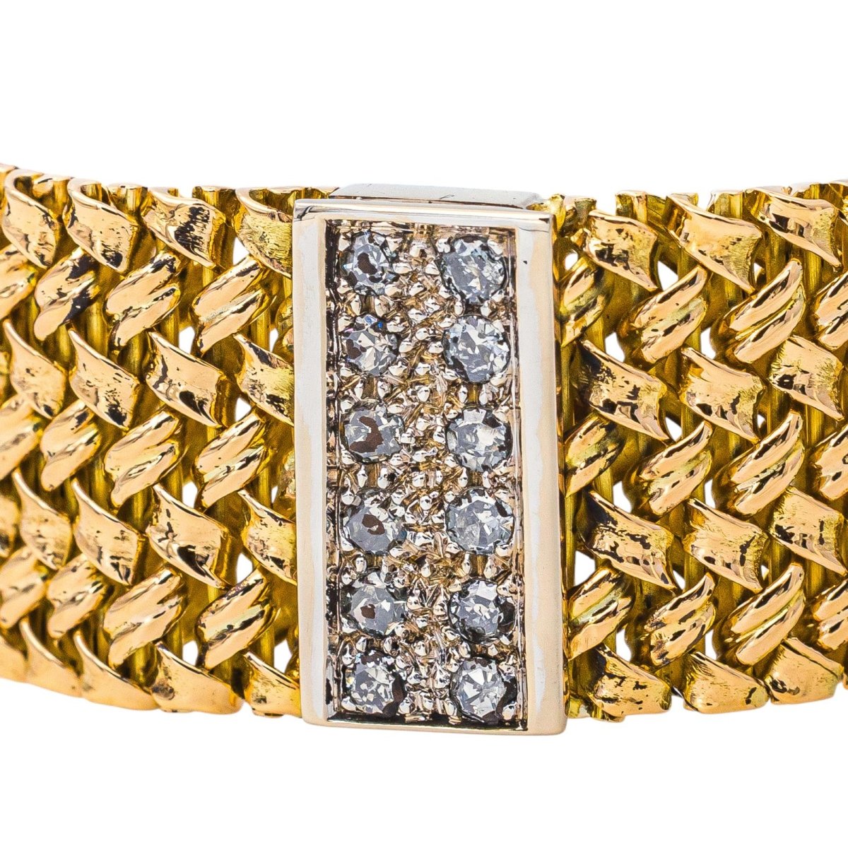 Bracelet Manchette Or jaune Diamant - Castafiore