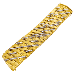 Bracelet Manchette STERLÉ en or jaune, platine et diamants - Castafiore