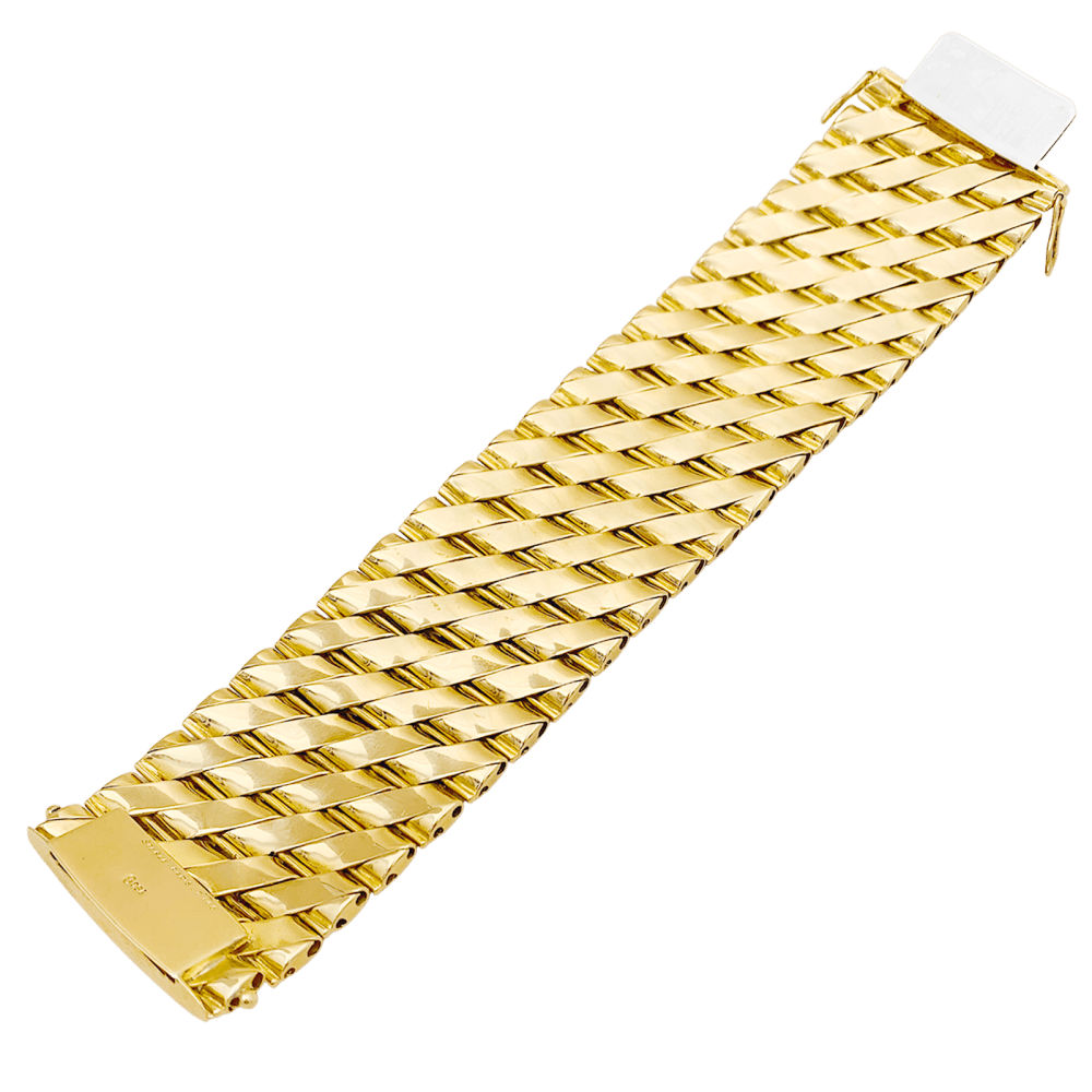 Bracelet Manchette STERLÉ en or jaune, platine et diamants - Castafiore